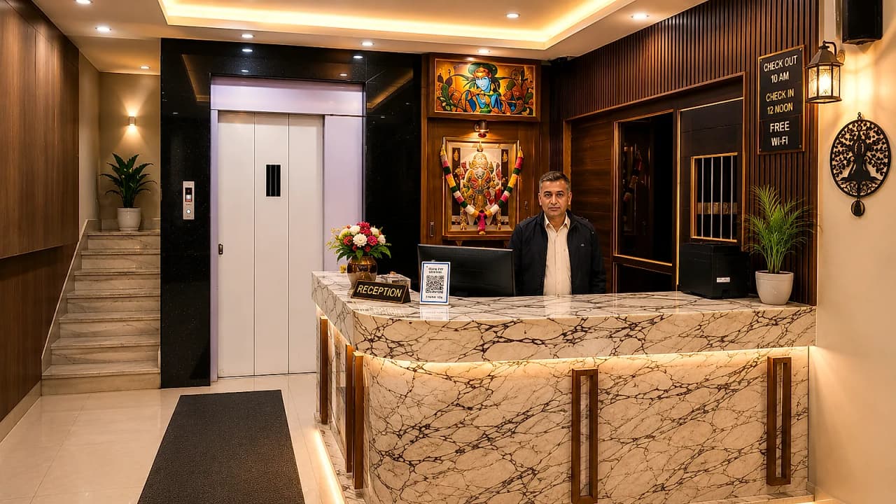 Reception and lobby at Hotel Siddhi Vinayak, Jodhpur